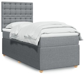 Giroletto A Molle Con Materasso Grigio Chiaro 80x200 Cm Tessuto /