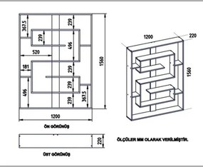 Libreria A Parete Effetto Legno 120x22xh156 Cm Design Moderno Esteban Rovere E Nero
