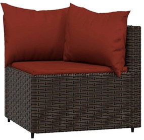 Divani angolari da giardino con cuscini 2pz polyrattan marrone