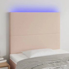 Testiera A Led Cappuccino 80x5x118/128 Cm İn Similpelle /