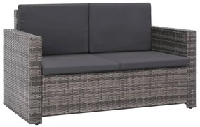 Set Divani da Giardino 2 pz con Cuscini in Polyrattan Grigio