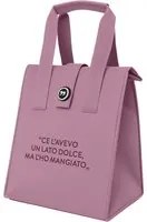 Borsa porta pranzo termica 12 L rosa con scritta