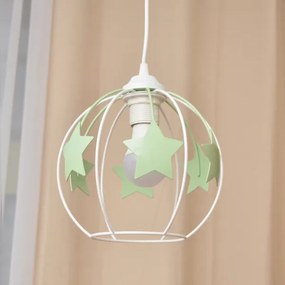 Lampadario a sospensione per bambini STARS 1xE27/15W/230V verde/bianco