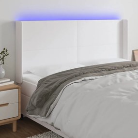Testiera A Led Bianco 163x16x118/128 Cm İn Similpelle /