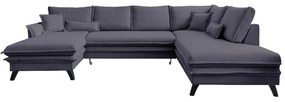 Divano letto a U antracite, angolo destro Charming Charlie - Miuform