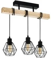 Lampada a Sospensione 3 Luci Legno Vintage Townshend 5 Eglo