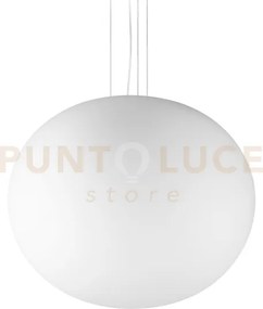 Cotton lampadario sospeso in vetro bianco 1 luce attcco e27 d.50cm