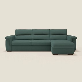 Magnolia divano letto angolare con Penisola Contenitore - Materasso H18 cm in tessuto smacchiabile T05 verde