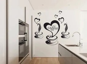 Adesivo da parete per cucina con motivo di caffè e cuori 50 x 100 cm
