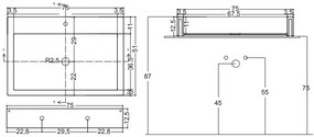 Cool Lavabo 75x51 Nero Lucido