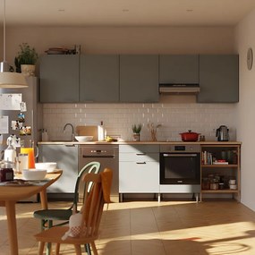 Cucina in kit DELINIA Eleki grigio 4 basi e 5 pensili L 300 cm