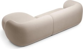 Divano angolare beige (con penisola a destra/con chaise lounge) con rivestimento in velluto Kate – Micadoni