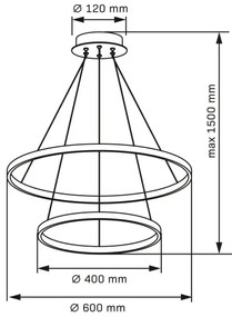 Lampadario LED a sospensione con filo LEA LED/35W/230V 4000K diametro 60 cm nero