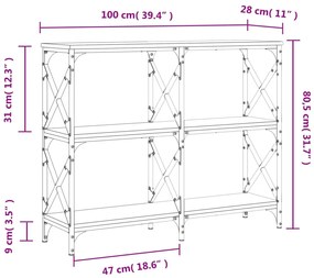 Tavolo Consolle Rovere Sonoma 100x28x80,5 cm Legno Multistrato