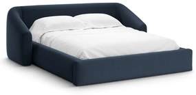 Letto matrimoniale imbottito blu scuro con contenitore con rete inclusa 140x200 cm Campi – Cosmopolitan Design