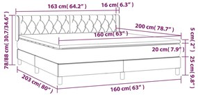 Giroletto a Molle con Materasso Grigio Chiaro160x200 cm Tessuto