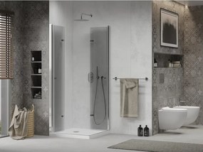 Mexen Lima Duo cabina doccia pieghevole 90 x 90 cm, trasparente, cromo + piatto Flat - 856-090-090-01-02-4010