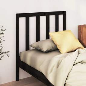 Testiera Per Letto Nera 106x4x100 Cm İn Legno Massello Di Pino /