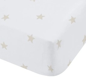 Lenzuolo con angoli per bambini bianco e beige in cotone per culla 70x140 cm Mini Star &amp; Stripes – Bianca