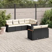 Set Divani da Giardino con Cuscini 7pz Nero Polyrattan 3226140