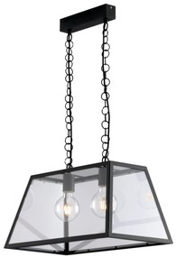 Lampadario Sospensione Lexington Industrial Vintage Colore Nero 40W Mis 57 x 27 x 30 x 110H cm