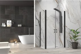 Kamalu - Box doccia 80x70 nero apertura saloon altezza 200h | KS2800AS
