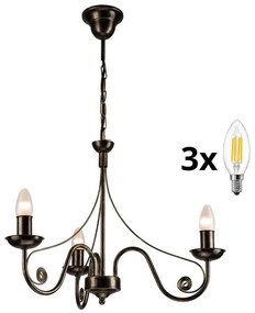 Brilagi - LED Lampadario a sospensione con catena STEFANO 3xE14/40W/230V patina nera