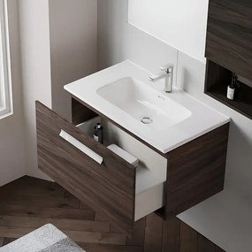 Mobile bagno sospeso 82 cm con lavabo in ceramica AURA1 Olmo Caffč