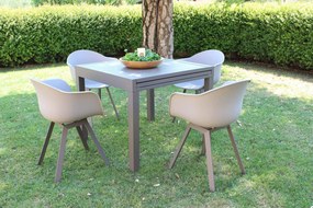 JERRI - set tavolo in alluminio cm 90/180 x 90 x 75 h con 4 poltrone Jessie