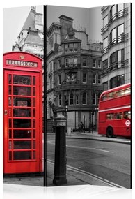 Paravento design Icone di Londra (3-parti) - strada inglese con sfondo architettonico