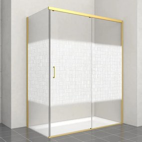 Porta doccia scorrevole Jazz, L 138-139.5 cm x H 200 cm x SP 6 mm, profilo dorato, vetro smerigliato