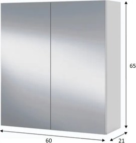 Specchiera Da Bagno 60 Cm 2 Ante Con Ripiani Modulare Bianco Lucido