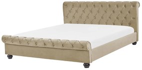 Letto matrimoniale in velluto beige stile chesterfield 160x200cm AVALLON Beliani
