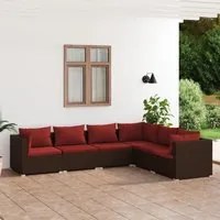 Set Divani da Giardino 6 pz con Cuscini in Polyrattan Marrone 3101715