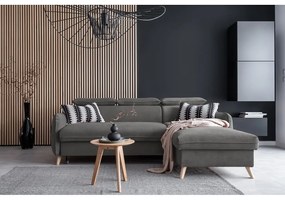 Divano letto angolare in velluto grigio scuro (angolo destro) Sweet Harmony - Miuform