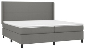 Letto a molle materasso e led grigio scuro 200x200cm in tessuto