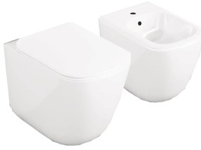 Coppia Di Sanitari a Terra Senza Brida Ceramica Cielo "Era" Bianco Lucido