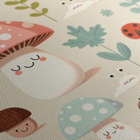 Quadro su tela – Foresta allegra con funghi e animali