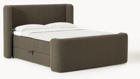 Letto boxsrping in bouclé con contenitore Perla