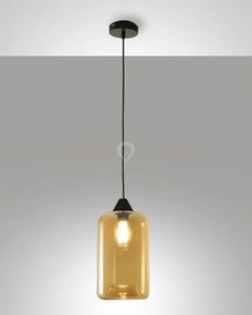 Silo sospensione ambra 1 luce in vetro soffiato struttura in metall...
