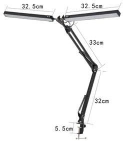 Lampada da tavolo LED con morsetto 2xLED/10W/230V 2800-6800K