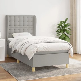 Giroletto A Molle Con Materasso Grigio Chiaro 80x200 Cm Tessuto /