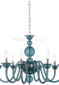 Lampadario tebe 6 luci ottanio e cromo attacco e14 d.70cm