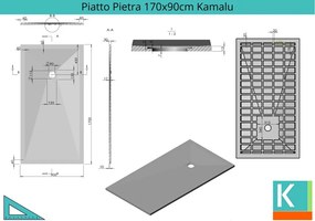 Piatto doccia 90x170cm pietra colore bianco - KAMALU