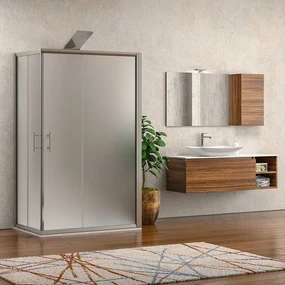 Kamalu - Box doccia 3 lati 70x150x70 vetro opaco apertura doppio scorrevole KF1000