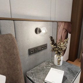 Lampada da Parete ROSSI K1 BL E14 Grafite,Trasparente, Miele Colore del corpo Trasparente