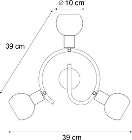 Faretto da Soffitto Smart Nero con Vetro Fumè 3 Luci incl. WiFi P45 - Vidro