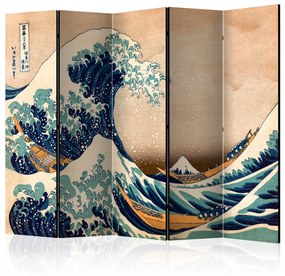 Paravento Hokusai: Grande onda a Kanagawa (riproduzione) II (5 pezzi) - acqua