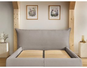 Letto matrimoniale beige imbottito con spazio contenitivo con griglia inclusa 180x200 cm Jade – Bobochic Paris