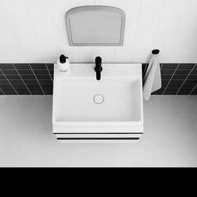 Mobile da bagno sospeso sotto lavabo L 59.5 x H 40 x P 45.5 cm bianco laccato opaco, 2 cassetti Fusion